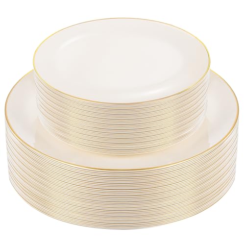 60 PCS Ivory Plastic Plates (Ivory / 60 PCS)
