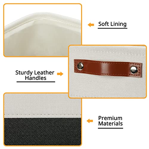 Set Of 4 Cube Storage Bins (White&Black / M-12"x 12"x12")