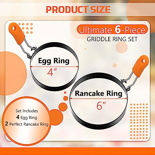 6 Pcs Egg Rings for Griddle Nonstick Pancake Molds