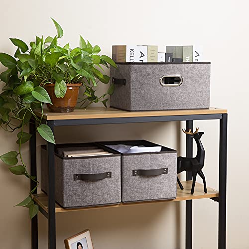 Fodable Storage Baskets for Closet [5 (Grey&black Trim / Medium(5-Pack))