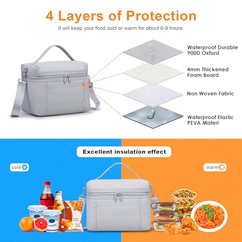 NOL Insulated Lunch Bags for Women Cooler Bag Lightweight Nylon Waterproof Lunch Box for Work