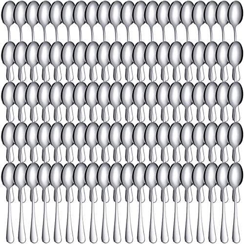 100 Pack Stainless Steel Demitasse Espresso Spoons (Silver / Classic Style)