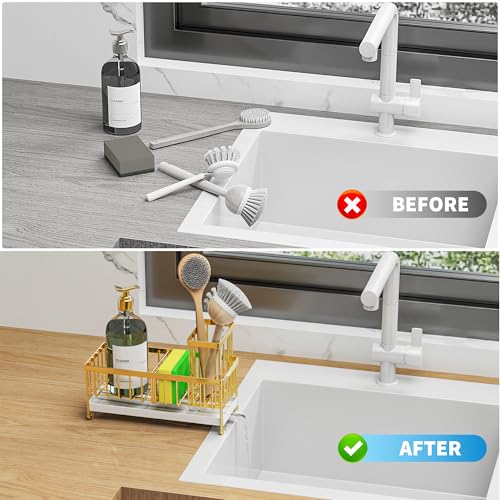 Sponge Holder for Kitchen Sink (Gold - 9.25″)