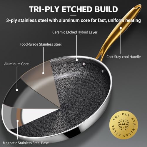 17 Pcs Stainless Steel Cookware Set (Stainless Steel & Gold Handle)