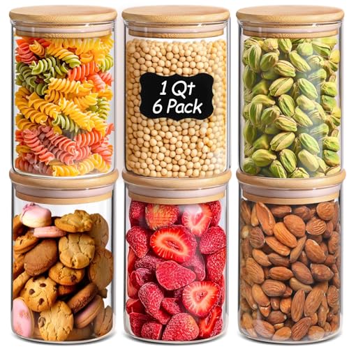 Glass Storage Containers with Lids 1 Qt (1 Qt x 6)