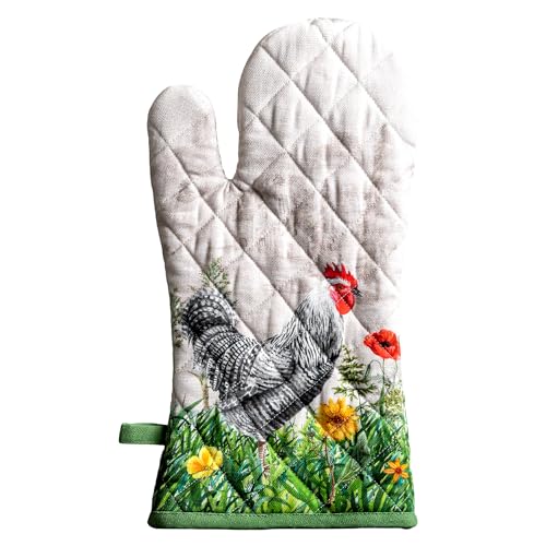 Maison d'Hermine Oven Gloves 100% Cotton Oven Mitt (018 - Basse Cour / 7.5" x 13" (Oven Mitt))
