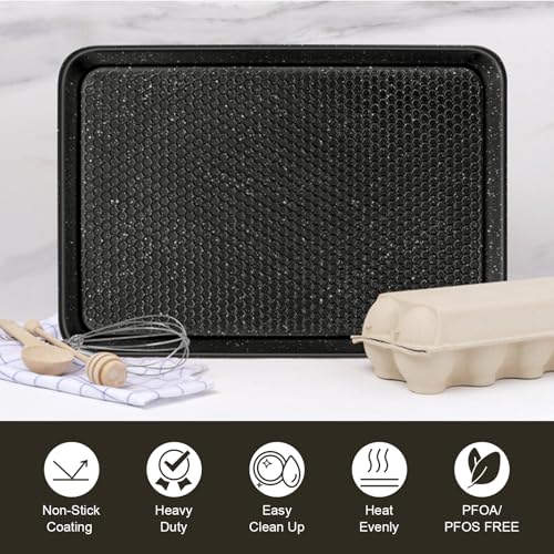 Baking Sheet Pan Set of 2 (15x10x1 inch Set / Textured Black)