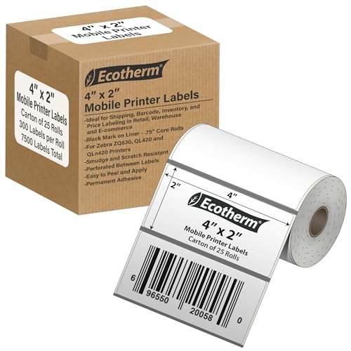 4" x 2" Mobile Printer Labels (7500 Count)