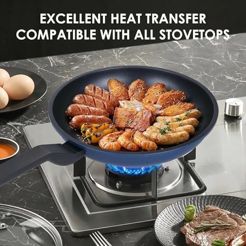 Nonstick Frying Pan Skillet (Blue / 8 Inch)