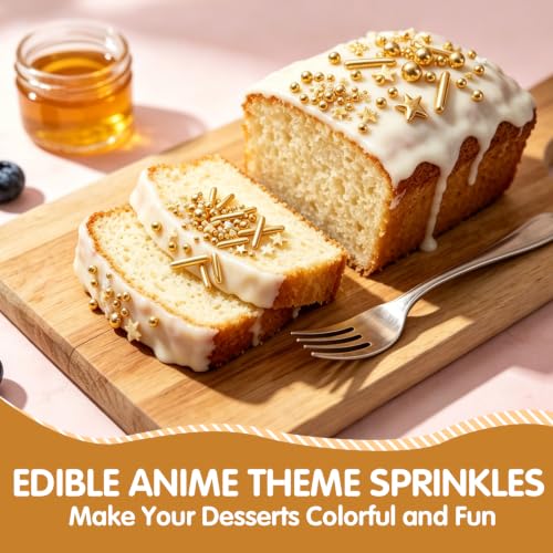 Edible Gold Sprinkles for Cake Decorating (Gold Pearl Rod Star)
