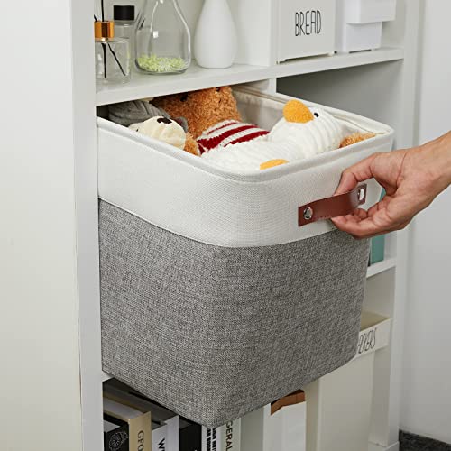 13 inch Fabric Storage Cubes 4 Pack Foldable Baskets (White&Grey / Cube/4P-13"x13"x13")