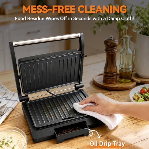 2 Slices of Mini Panini Press Electric Grill (Metallic gray)