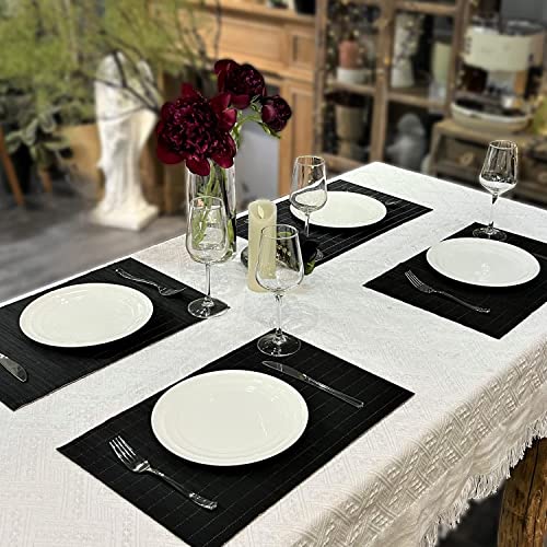 12 Pack 17.7x11.8 Bamboo Placemats (Natural 4pcs,brown 4pcs,black 4pcs / Set of 12)