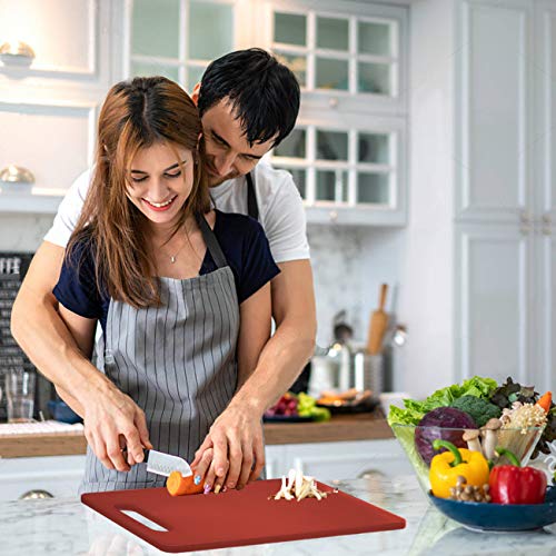 Plastic Utility Cutting Board with Handles (Red)