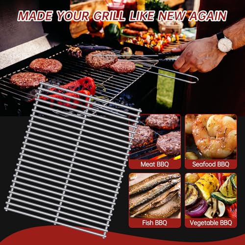 BBQ Grill Grates Replacement for Cuisinart Gas Grill CGG (Silver 7MM + heat plates)