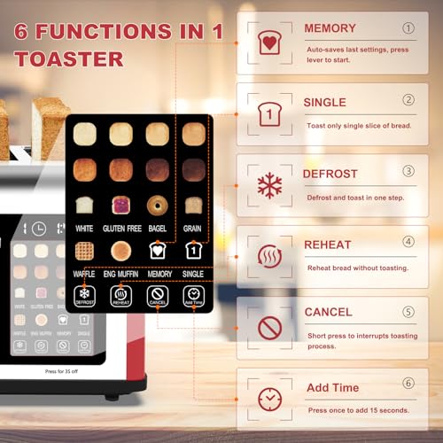 4 Slice Toaster Touch Screen (Red)
