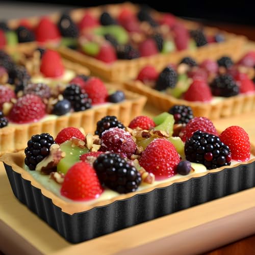 16 Pcs Mini Tart Pans for Baking (4.33 x 2.36 x 0.79 Inch (Rectangle) / Black Rectangle)