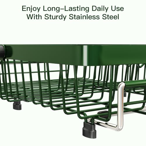 Green Expandable Dish Drying Rack Over The Sink with Anti Slip Grip (Green / For 13-30" W Sink)
