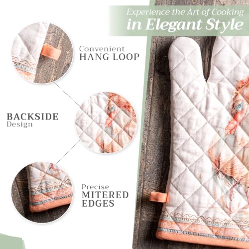 Maison d'Hermine Oven Gloves 100% Cotton Oven Mitt (099 - Giving Thanks / 7.5" x 13" (Oven Mitt))