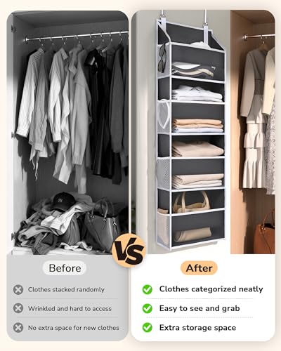 2 Pack Small Over Door Organizer with 4 Large Pockets 8 Mesh Side Pockets (Dark Grey / 2 Pack-4 Tier)