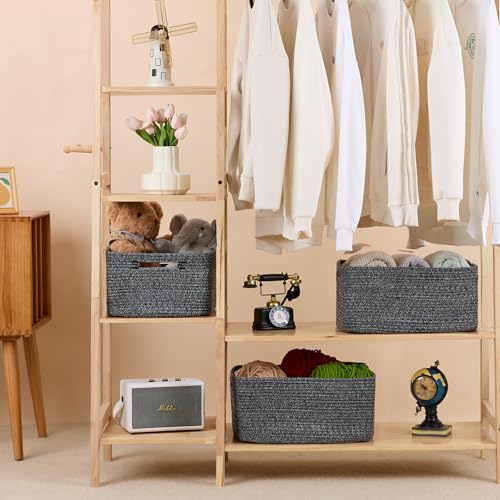 Large Storage Baskets for Organizing (4pcs-L17×W13×H7.5" / Dark Gray)