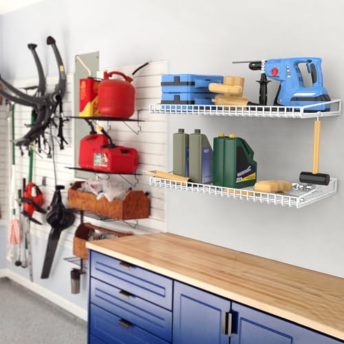 2 Pack Garage Wall Shelf (White)