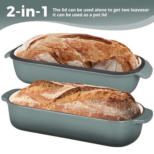 Enameled Cast Iron Loaf Pan with Lid (Slateblue)