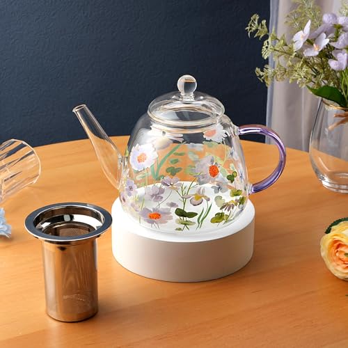 Heat Resistant Glass Teapot with Infuser (Chamomile)