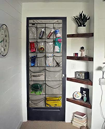 Extra Large Hanging Crystal Clear Over The Door Shoe Organizer (A-grey&Clear)