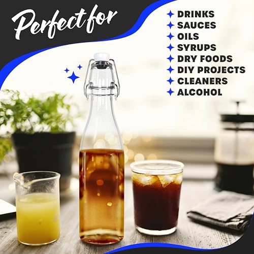 12 Oz Swing Top Glass Bottles with Airtight Lid 12 Pack Bundle (12 Pack - Round)