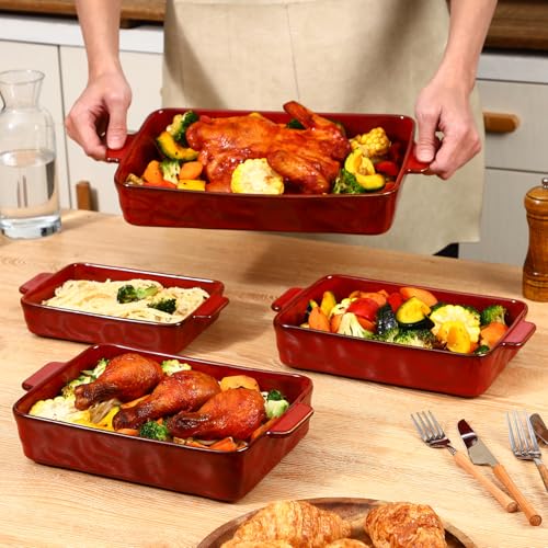 Ceramic Bakeware Set (Set of 4 / Cherry Red)