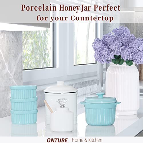 Ceramic Honey Jar with Dipper and Crystal Lid (silver)