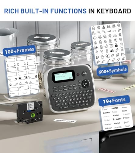 D210S Label Maker Machine with Tape (Gray)