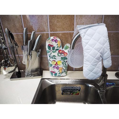 Oven Mitts with Transparent Clear Silicone Shell and Nice Friut Flower Printing (Oven mitts / Fruit Flower)