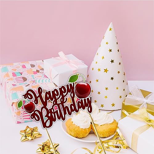 Cherry Happy Birthday Cake Topper