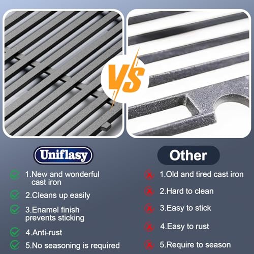 19.5" Grill Parts for Weber Genesis Grill Grates for Weber Genesis 300 Series Genesis E310 E320 E330 S310 S320 S330 EP310 Cast Iron Cooking Grates Replacement for Weber Parts 7524 7528 (19.5" x 25.8" - 7524 Genesis 300)
