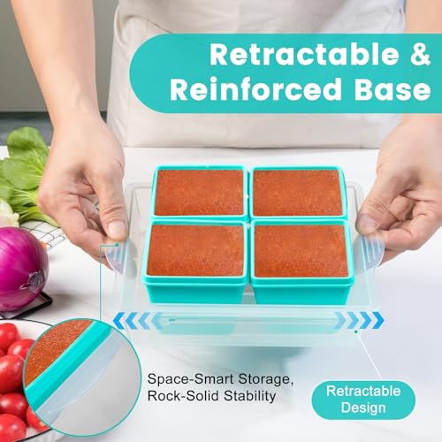 1 Cup Silicone Freezer Molds with Lids & Base (Blue / 8x 1-Cup)
