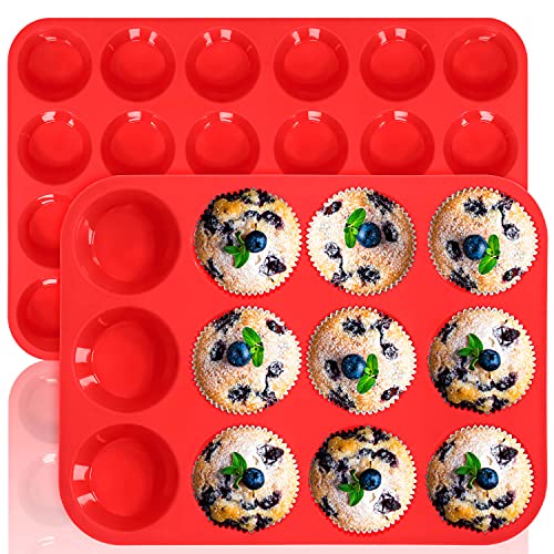Silicone Muffin Pan Set (2Pack 12cups+24cups)