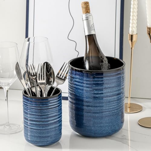 Ceramic Utensil Holder Set of 2 (Navy Blue(2 pcs))