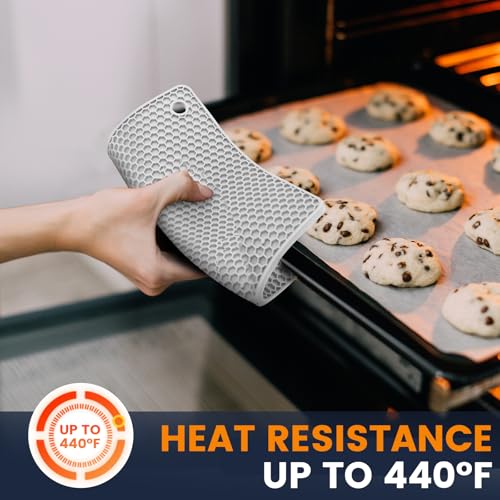 Silicone Trivet Mats 4 Heat Resistant Pot Holders Multipurpose Non (Light Grey)