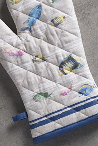 Maison d'Hermine Oven Gloves 100% Cotton Oven Mitt (108 - Poisson / 7.5" x 13" (Oven Mitt))