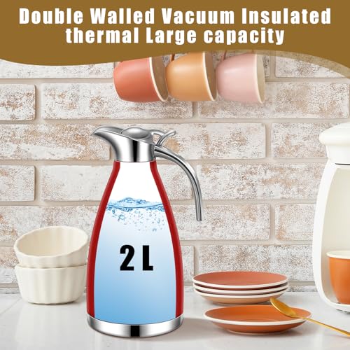 2 Pcs 68oz Thermal Coffee Carafe for Keeping Hot (Red)