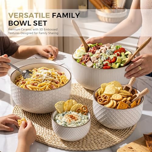 Ceramic Mixing Bowls Set of 4 (Off-White / Set of 4)