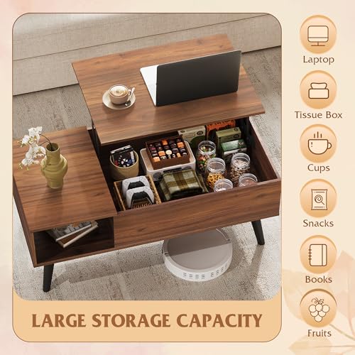 Lift Top Coffee Table with Hidden Storage (Aged Walnut / 39")