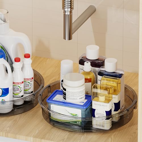 3 Pack Lazy Susan Organizer Turntable for Cabinet (Gray / 3 Pack 12in+10.6in+9.25in)