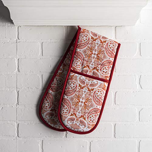 Double Oven Mitts 100% Cotton Double Oven Glove (055 - Orient / 7" x 35" (Double Oven Mitt))