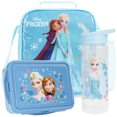 Disney Frozen Girls Lunch Box 3Pc Set (Light Blue Frozen)