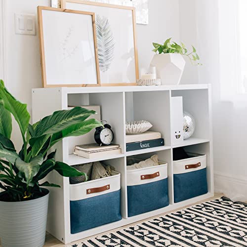 16x12.5in Storage Baskets (Navy Blue / Off-White / Extra Large - 3pc)