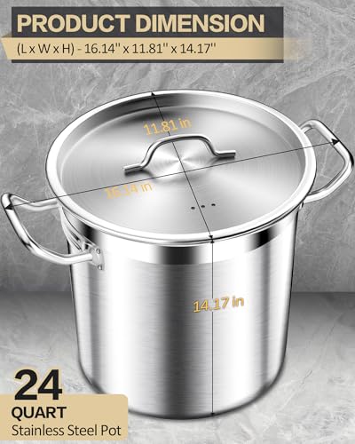 Stainless Steel Stock Pot with Lid (24 Quarts)