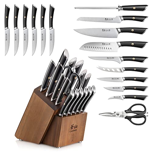 ELBERT Series German Steel Forged Knife Block Sets (17-Piece / Black)